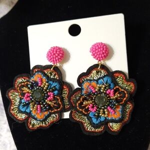 Colorful Floral Beaded Earrings